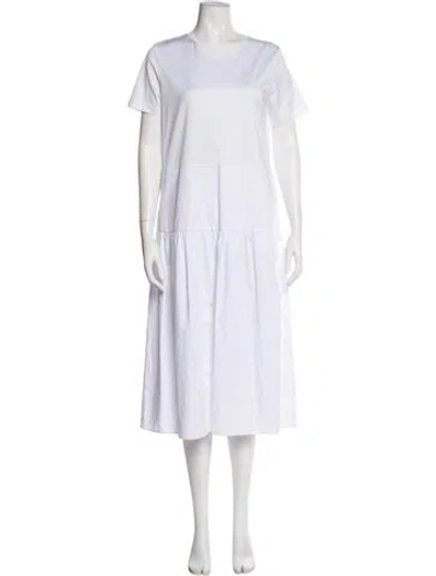 Pre-owned Max Mara Crew Neck Long Dress In White