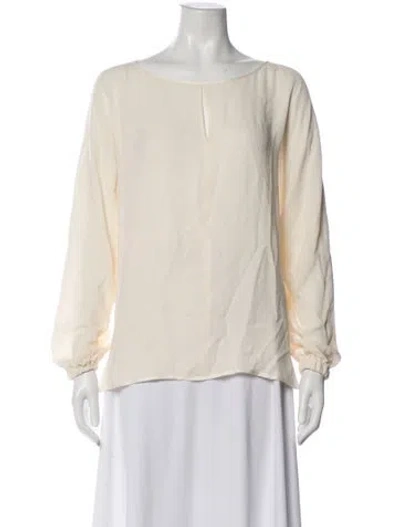 Pre-owned Max Mara Crew Neck Long Sleeve Blouse In Neutral