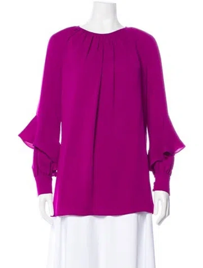 Pre-owned Max Mara Crew Neck Long Sleeve Blouse In Purple