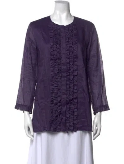Pre-owned Max Mara Crew Neck Long Sleeve Blouse In Purple