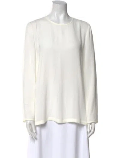 Pre-owned Max Mara Crew Neck Long Sleeve Blouse In White