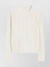 Max Mara Slim Fit Cable-knit Cashmere Pullover In Neutral