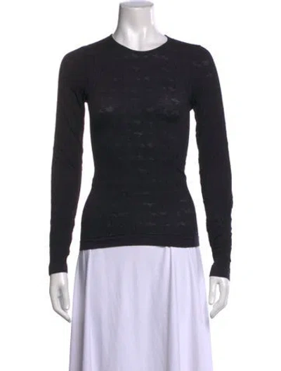 Pre-owned Max Mara Crew Neck Long Sleeve Top In Black
