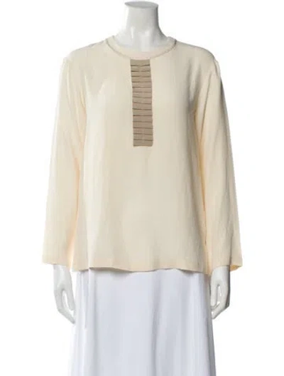 Pre-owned Max Mara Crew Neck Long Sleeve Top In Neutral