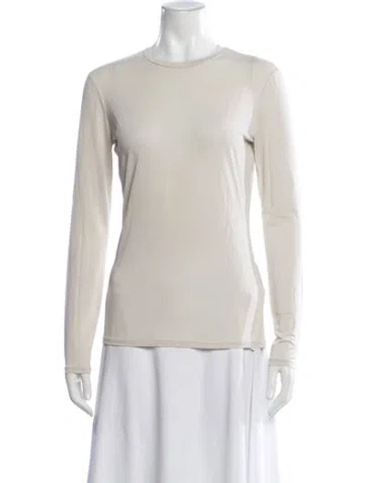 Pre-owned Max Mara Crew Neck Long Sleeve T-shirt In Neutral