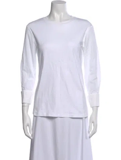Pre-owned Max Mara Crew Neck Long Sleeve T-shirt In White