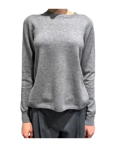Max Mara Crew Neck Long-sleeved Knitwear In Gray