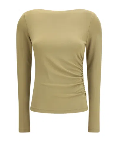 Max Mara Crew Neck Long-sleeved T-shirt In Green