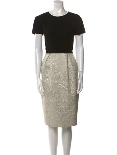 Pre-owned Max Mara Crew Neck Midi Length Dress In Black