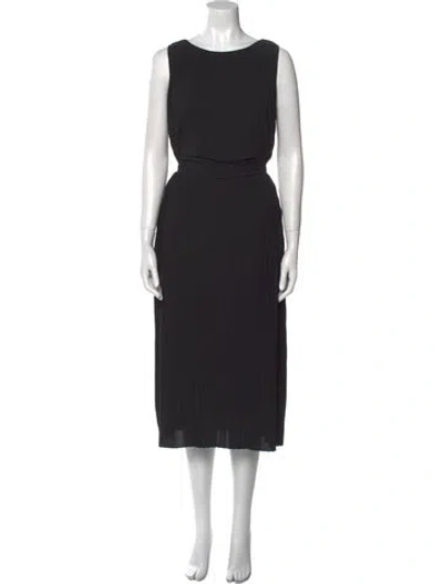 Pre-owned Max Mara Crew Neck Midi Length Dress In Black