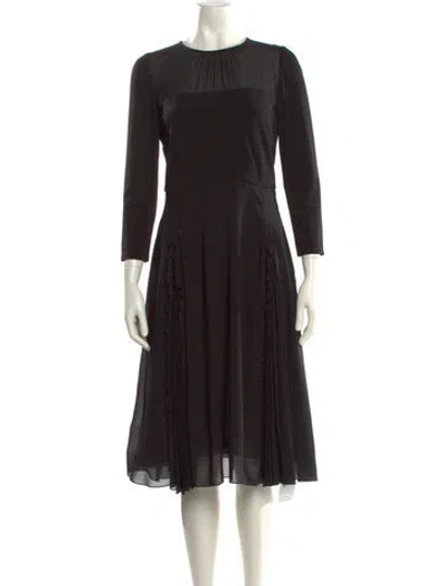 Pre-owned Max Mara Crew Neck Midi Length Dress In Black