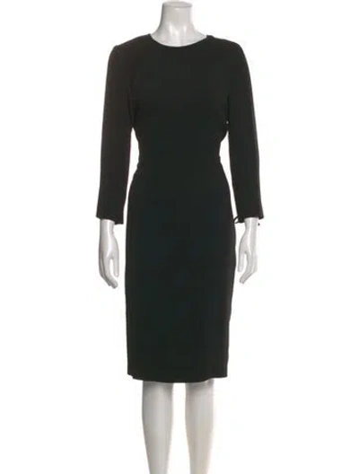 Pre-owned Max Mara Crew Neck Midi Length Dress In Black
