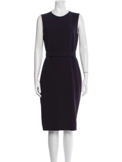 Pre-owned Max Mara Crew Neck Midi Length Dress In Black