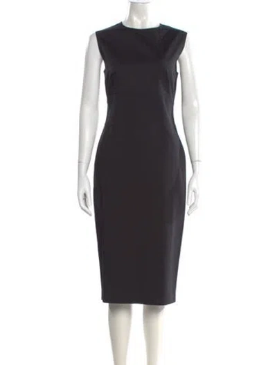 Pre-owned Max Mara Crew Neck Midi Length Dress In Black