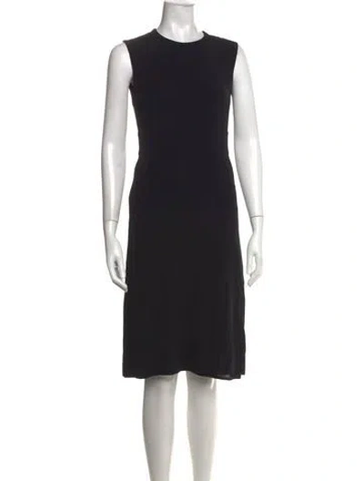 Pre-owned Max Mara Crew Neck Midi Length Dress In Black