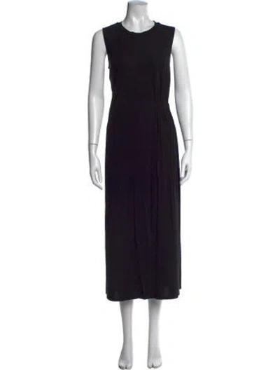 Pre-owned Max Mara Crew Neck Midi Length Dress In Black