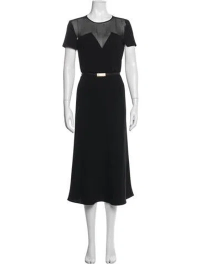 Pre-owned Max Mara Crew Neck Midi Length Dress In Black