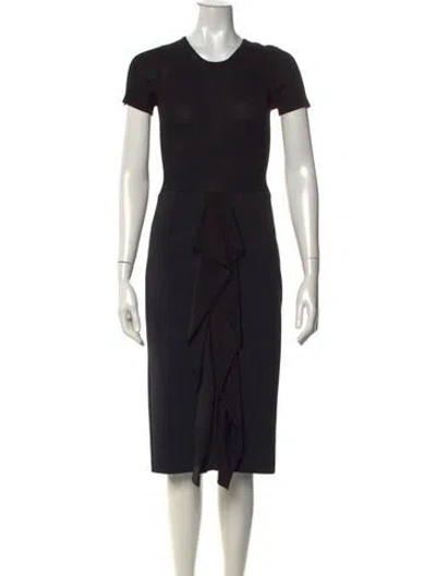 Pre-owned Max Mara Crew Neck Midi Length Dress In Black