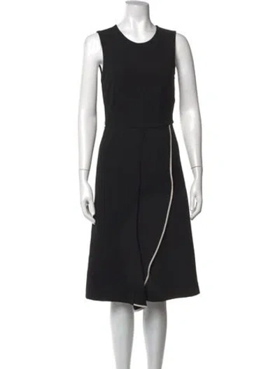 Pre-owned Max Mara Crew Neck Midi Length Dress In Black