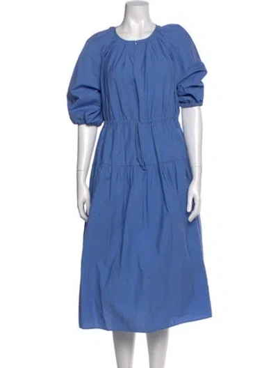 Pre-owned Max Mara Crew Neck Midi Length Dress In Blue