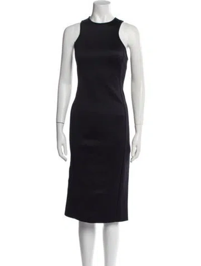 Pre-owned Max Mara Crew Neck Midi Length Dress In Blue