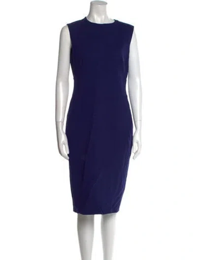 Pre-owned Max Mara Crew Neck Midi Length Dress In Blue