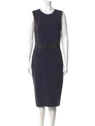 Pre-owned Max Mara Crew Neck Midi Length Dress In Blue
