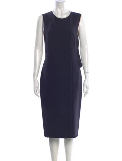 Pre-owned Max Mara Crew Neck Midi Length Dress In Blue