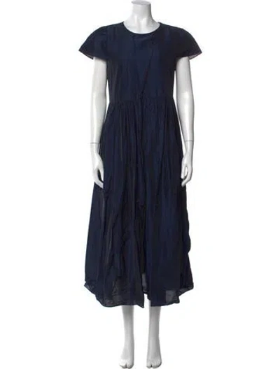 Pre-owned Max Mara Crew Neck Midi Length Dress In Blue