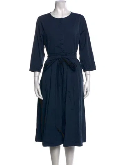 Pre-owned Max Mara Crew Neck Midi Length Dress In Blue