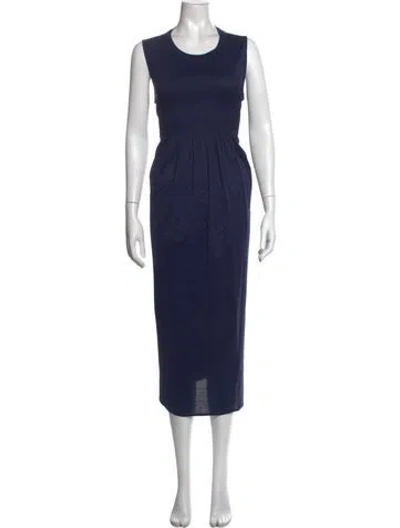 Pre-owned Max Mara Crew Neck Midi Length Dress In Blue