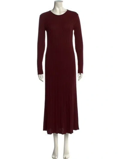 Pre-owned Max Mara Crew Neck Midi Length Dress In Burgundy