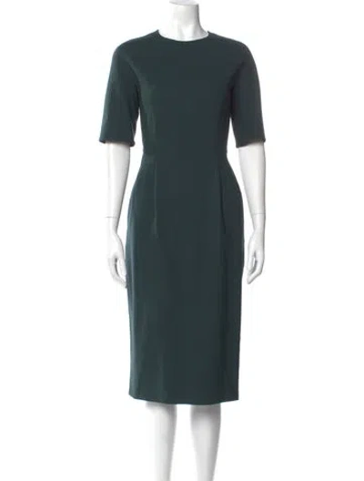 Pre-owned Max Mara Crew Neck Midi Length Dress In Green