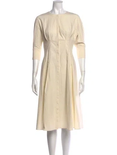 Pre-owned Max Mara Crew Neck Midi Length Dress In Neutral