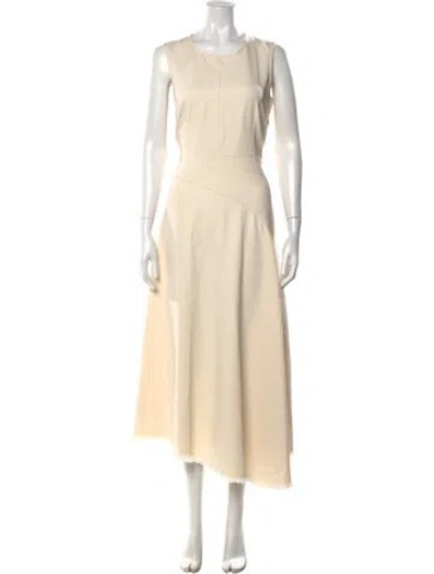 Pre-owned Max Mara Crew Neck Midi Length Dress In Neutral