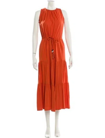 Pre-owned Max Mara Crew Neck Midi Length Dress In Orange