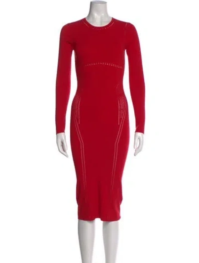 Pre-owned Max Mara Crew Neck Midi Length Dress In Red