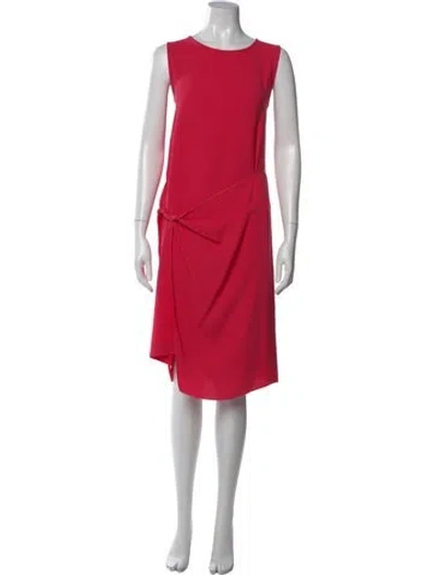 Pre-owned Max Mara Crew Neck Midi Length Dress In Red
