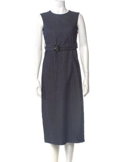 Pre-owned Max Mara Crew Neck Midi Length Dress W/ Tags In Blue