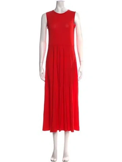 Pre-owned Max Mara Crew Neck Midi Length Dress W/ Tags In Red