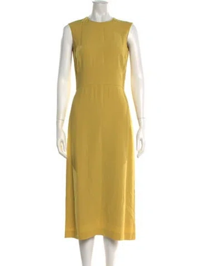 Pre-owned Max Mara Crew Neck Midi Length Dress In Yellow