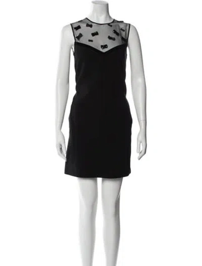Pre-owned Max Mara Crew Neck Mini Dress In Black