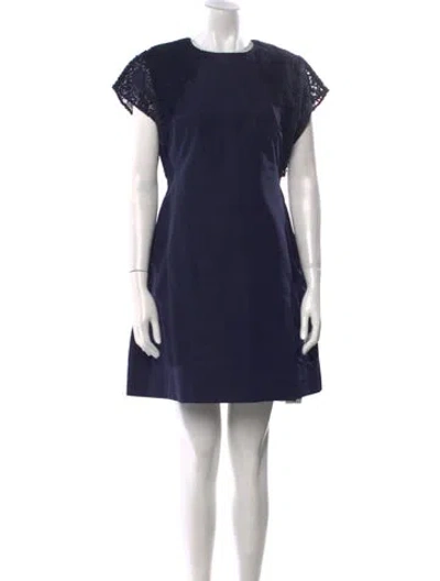 Pre-owned Max Mara Crew Neck Mini Dress In Blue
