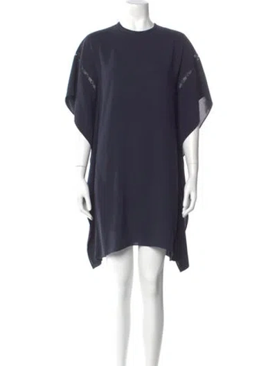 Pre-owned Max Mara Crew Neck Mini Dress In Blue