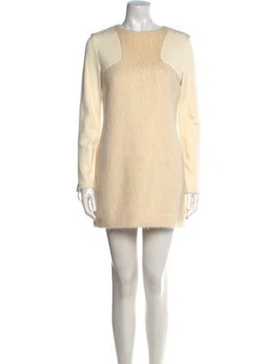 Pre-owned Max Mara Crew Neck Mini Dress In Neutral