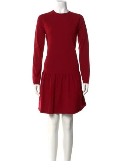 Pre-owned Max Mara Crew Neck Mini Dress In Red