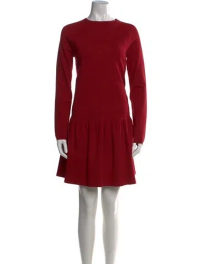 Pre-owned Max Mara Crew Neck Mini Dress In Red