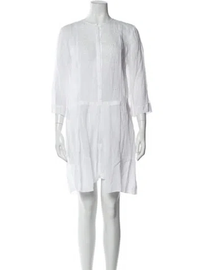 Pre-owned Max Mara Crew Neck Mini Dress In White