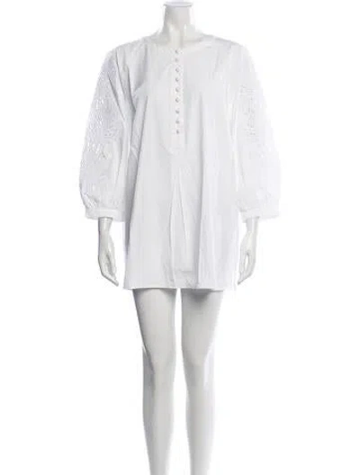 Pre-owned Max Mara Crew Neck Mini Dress In White