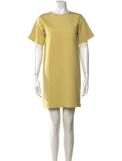 Pre-owned Max Mara Crew Neck Mini Dress In Yellow